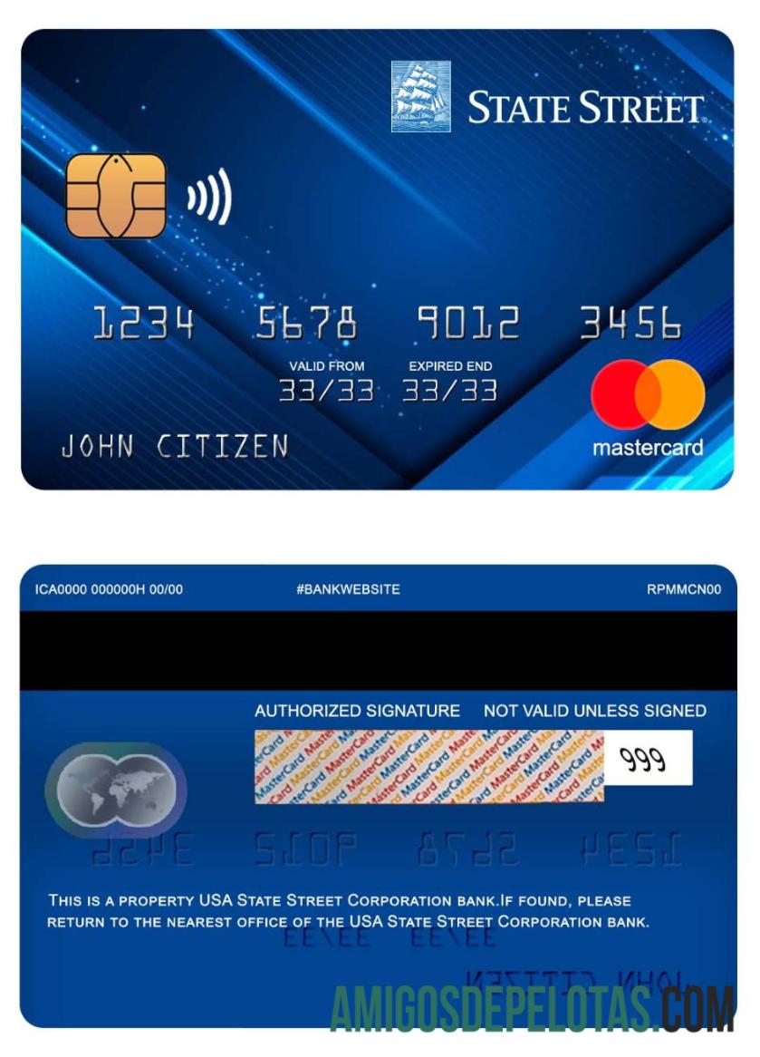 Mastercard do banco State Street Corporation dos EUA exemplo real